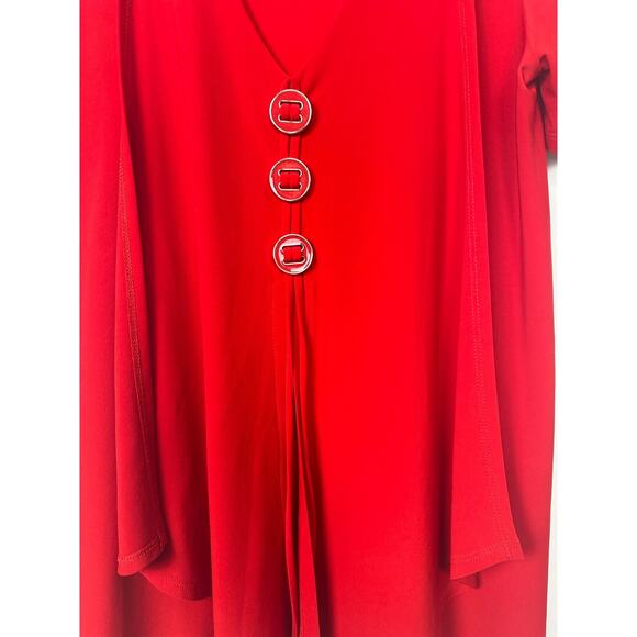 Joseph Ribkoff Tee Shirt Top Blouse sz 8 Lipstick Red Buttons Swing Tunic A24 - Picture 2 of 6